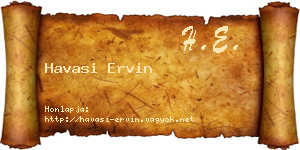 Havasi Ervin névjegykártya